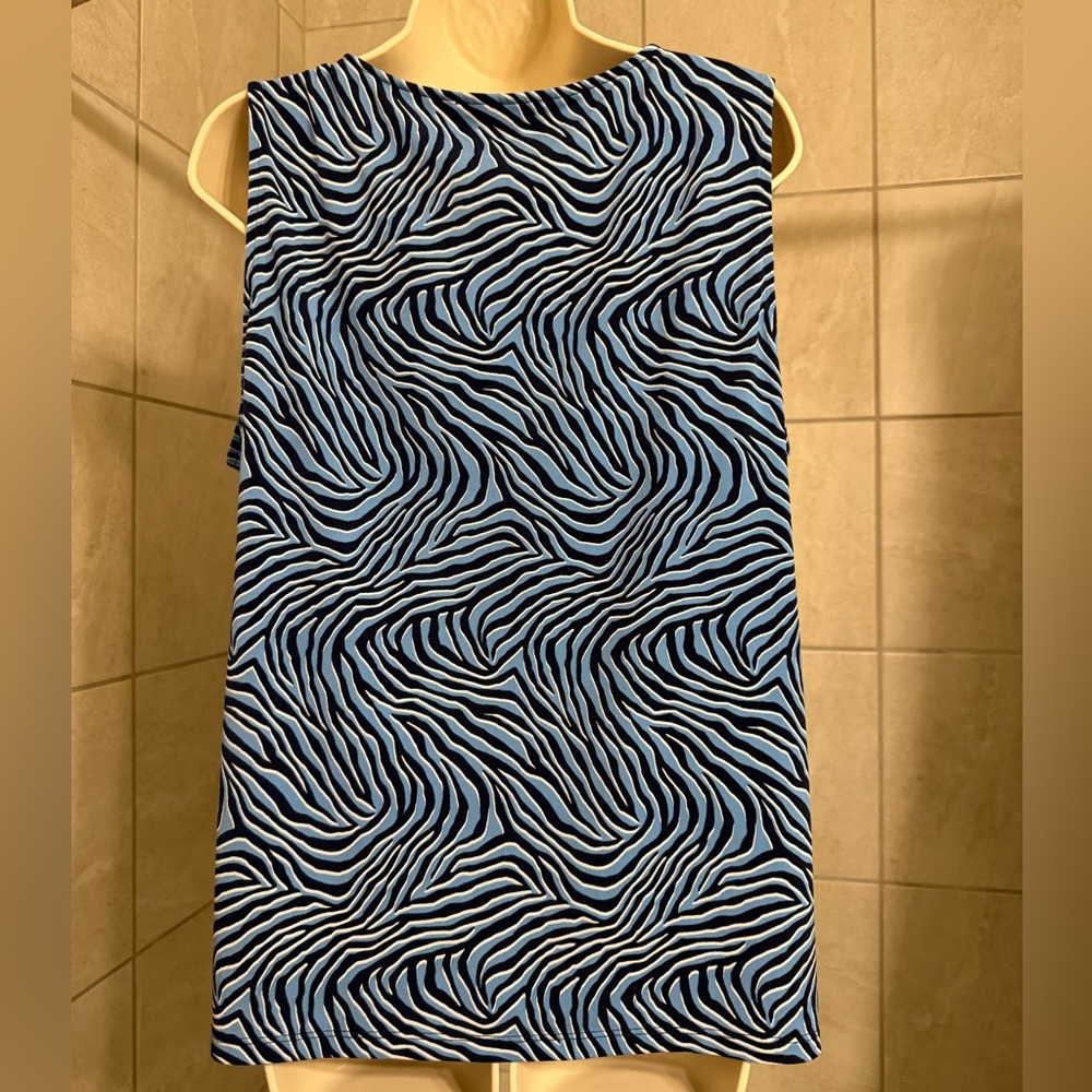 EUC MICHAEL Michael Kors sleeveless Grecian-style neckline patterned top size XL - Picture 3 of 4